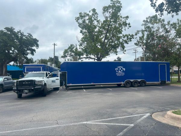 Dark blue 40-foot kitchen trailer