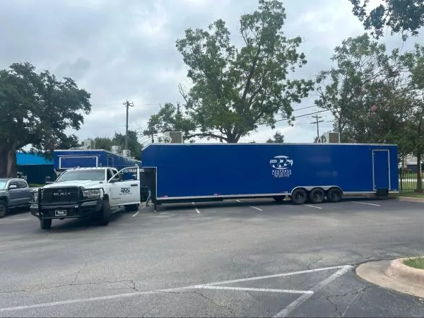 Dark blue 40-foot kitchen trailer