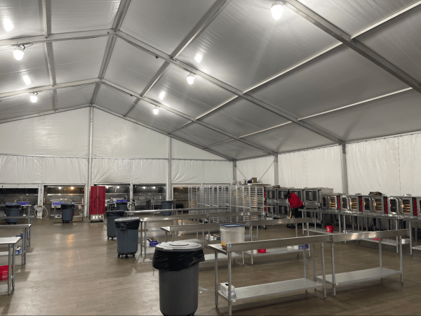 large temporary kitchen tent