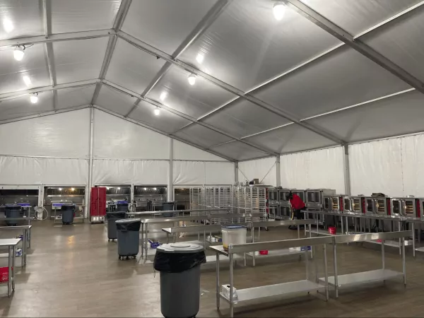 large temporary kitchen tent
