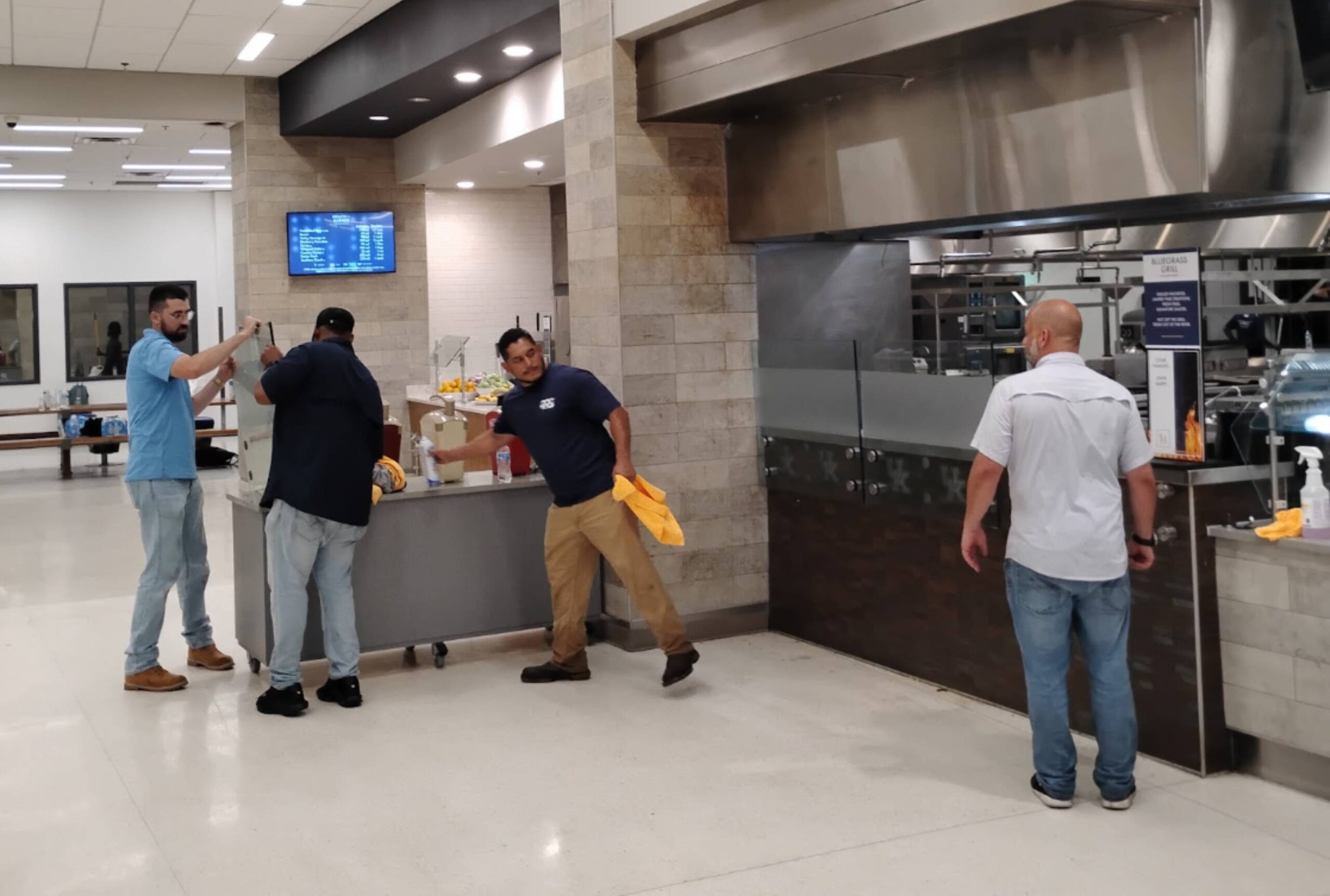 cleaning crew commercial kitchen